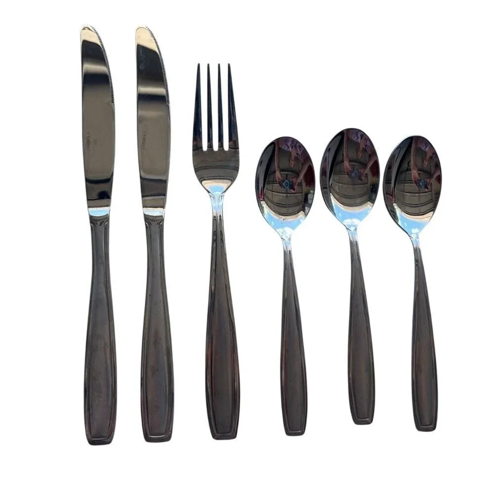 6 Piece Oneida Satin Bristol Stainless 3 Spoons 1 Fork & 2 Knives Need Polishing
